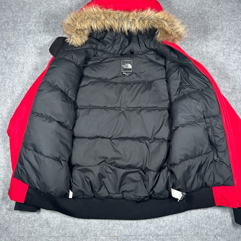 The North Face‎ jacket Womens Small Red hooded fur Down Insulated puffer quilt - Picture 10 of 16